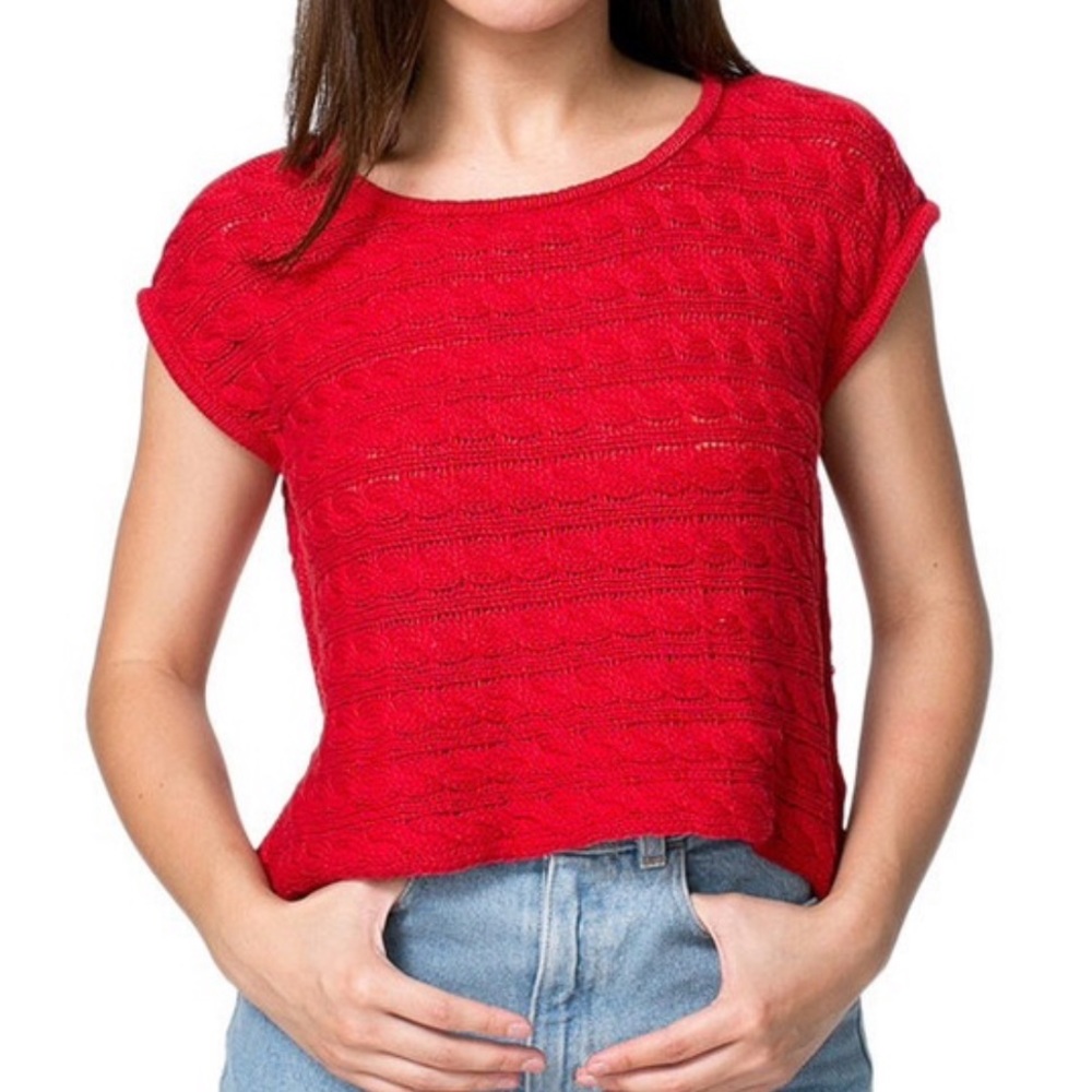 NWOT American Apparel Red Cable-knit Sweater
